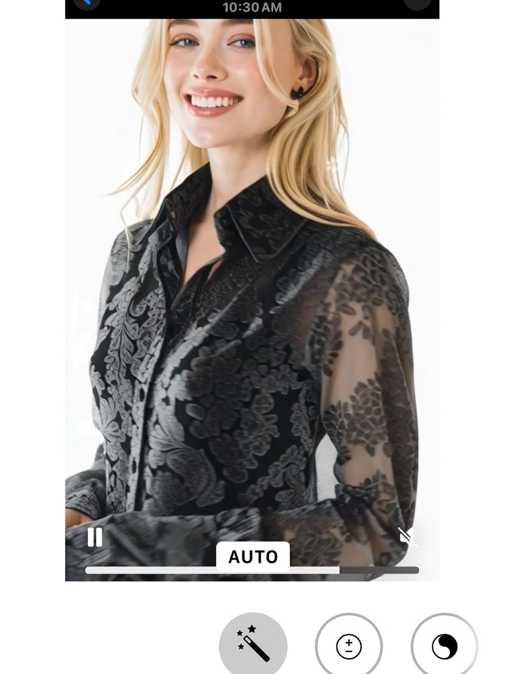 Emilio Pucci Black Sheer Floral Velvet Button-Up Top